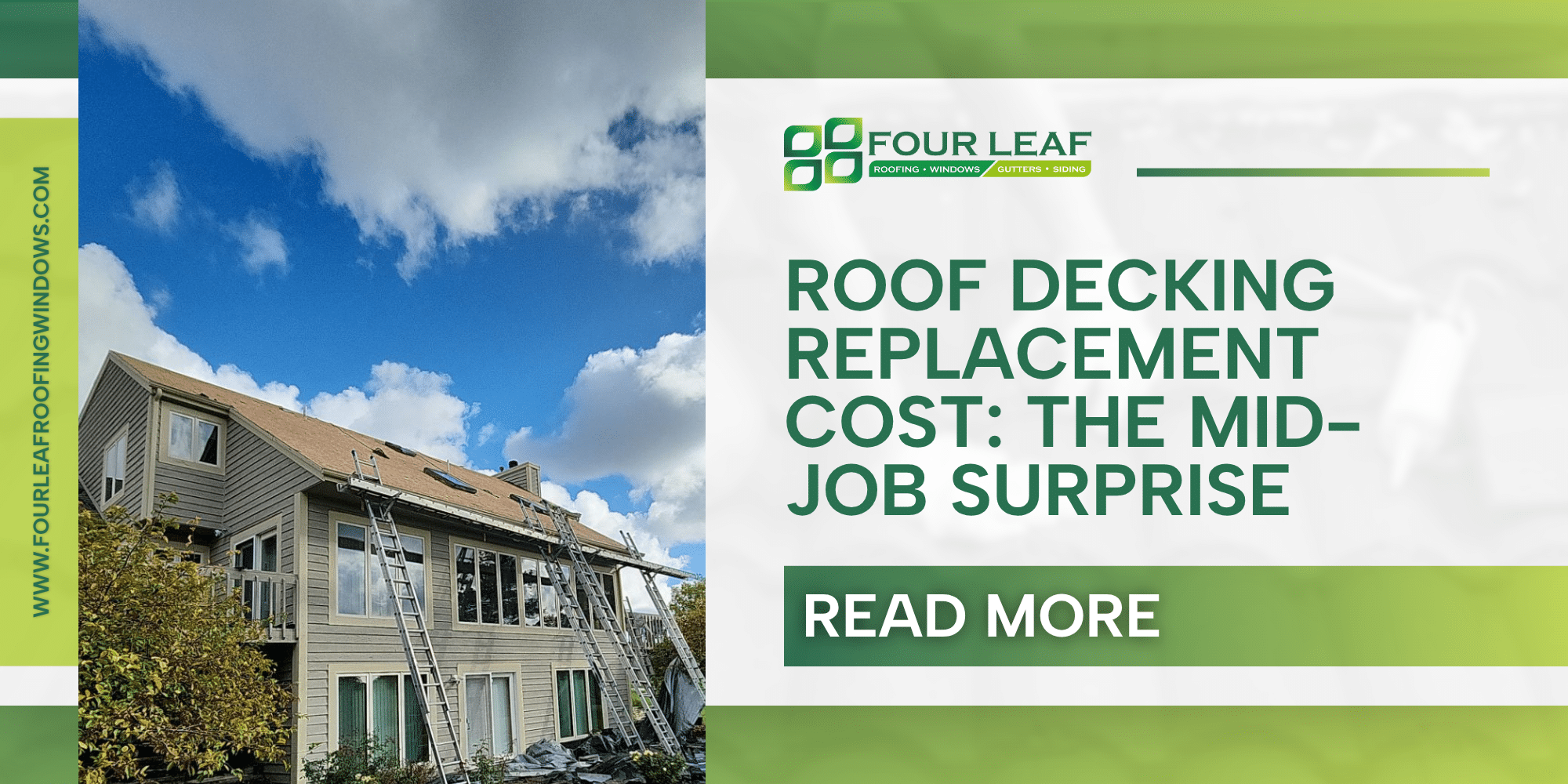 House undergoing a tear-off to reveal hidden damage, explaining roof decking replacement cost for homeowners